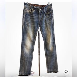 Rock Revival Womens Kira Denim Bling Easy Straight Jeans 30 EUC